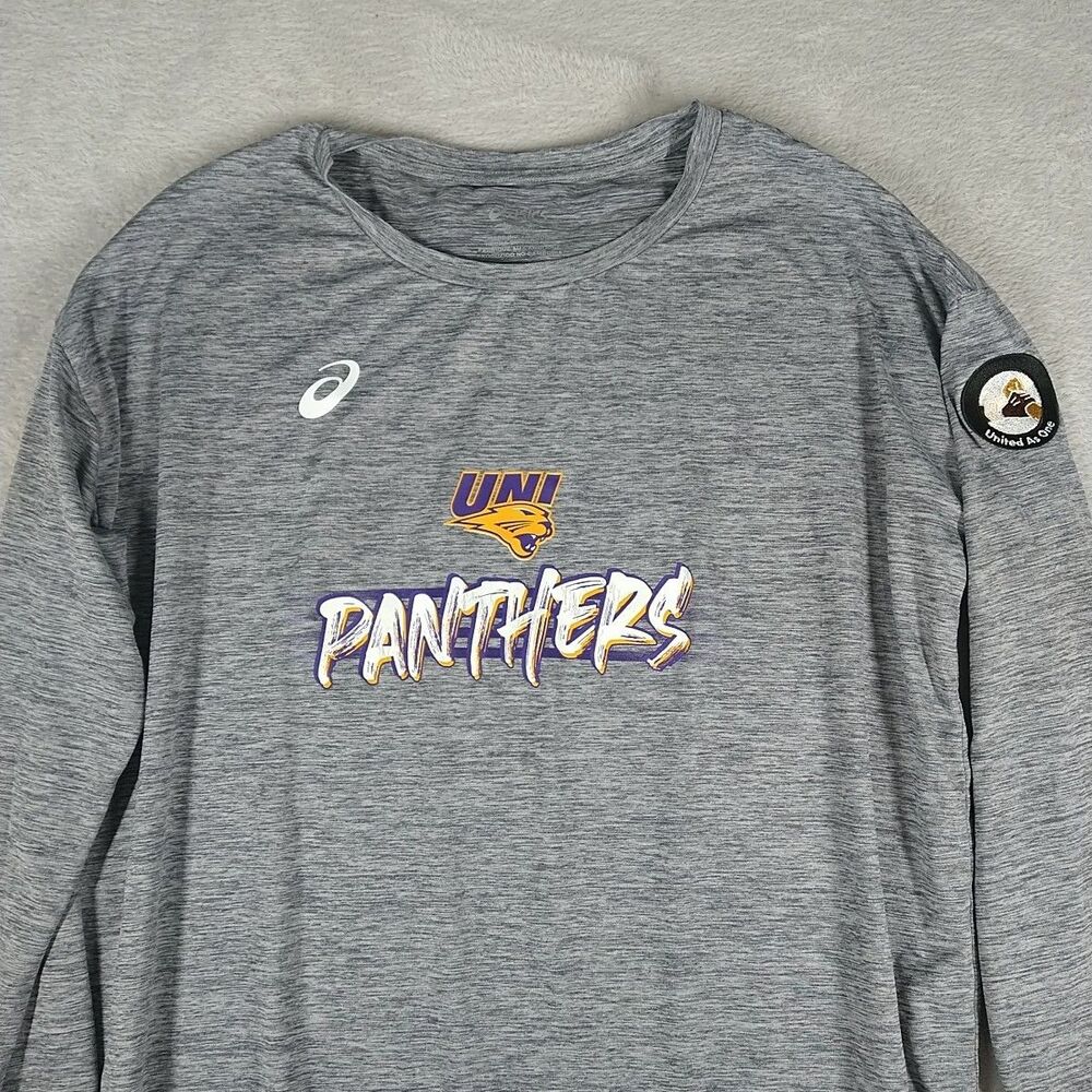 UNI PAnthers Pullover Long Sleeve Asics Large University of Northern Iowa Gray